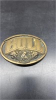 Vintage brass SCHLITZ bull belt buckle