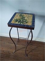 iron base tile top olive table