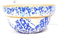 Vintage blue/white spongeware stone mixing bowl