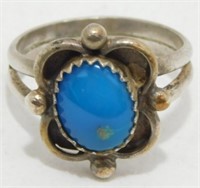 Vintage Sterling Silver Turquoise Ring - Size 6
