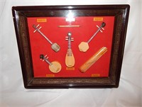 Vintage Chinese Shadow Box Musical Instruments