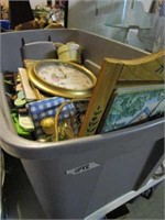 Large Tote of Misc. Home Decor Items