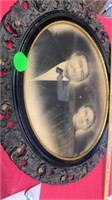 ANTIQUE PICTURE WITH OLD FRAME COUPLE CROM THE