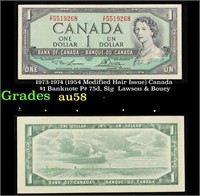 1973-1974 (1954 Modified Hair Issue) Canada $1 Ban
