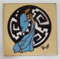 Signed Native Art Tile, Lay Flat Or Hang On Wall