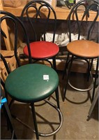 3 bar height chairs subway red green tan