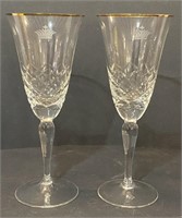 Cut Crystal Stemmed Glassware w/ Gold Toned Rim,