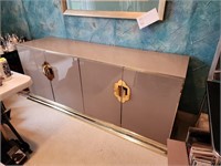 Vintage Brass accented sideboard buffet table. Din