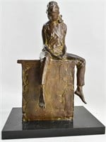 Signed Stanley Bleifeld Bronze Seated Figure