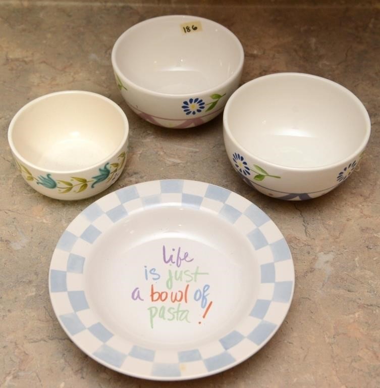 FRANCISCAN CEREAL BOWLS, PASTA BOWL