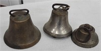3 Antique Brass Bells - Very Heavy