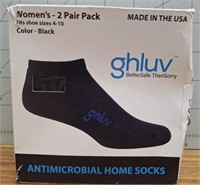 Ghluv women's 2pair black socks size 4-10
