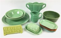 Bauer Pottery W/ Bowls, Vase, Creamer, Butter