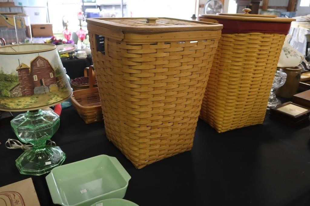 Longaberger hamper basket with plastic liner and