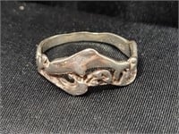 Dolphins Sterling Silver Band Ring Size 8