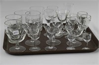 LOT OF GLASS STEMWARE AND GLASSES