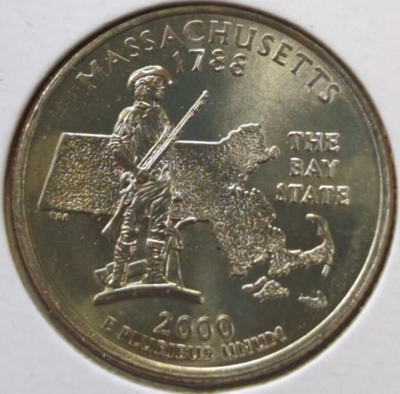 Uncirculated 2000 d. Massachusetts quarter