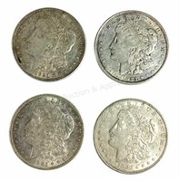 (4) 1921-d Morgan Silver Dollars $1 Coins
