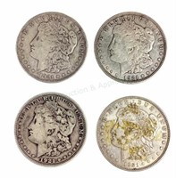 (4) 1921-d Morgan Silver Dollars $1 Coins