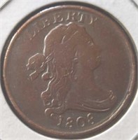 1808 Liberty half cent coin token