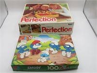 VINTAGE PERFECTION GAME AND SMURF PUZZLE