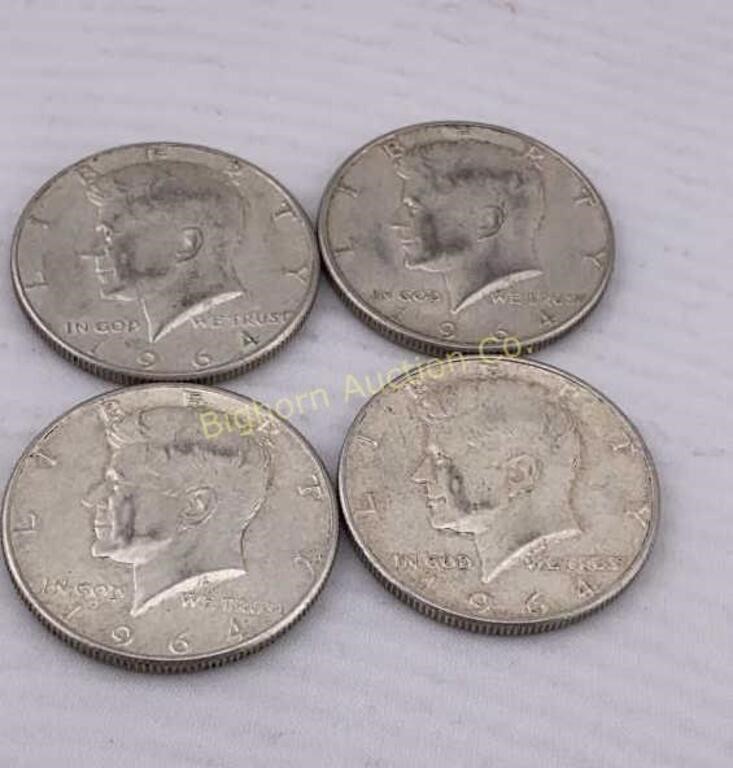 1964-D Kennedy Half Dollars 4pc Lot