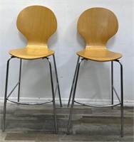 Pair of mid century modern bentwood bar stools