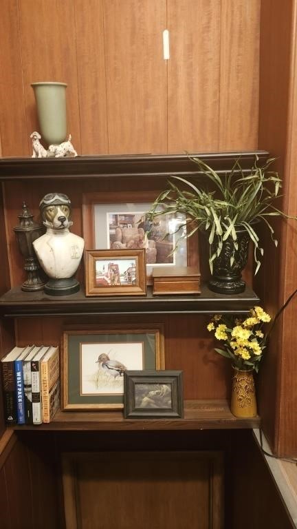 Books, Vases, Dog Bust & Figurines + More