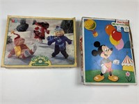 2- kid child vintage  puzzles, 35 large pieces,