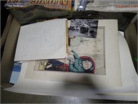 FLAT OF UNFRAMED ART, PAPER, EPHEMERA