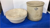 (3) Gal. Crock w/ broken lid & Kitchen crock,