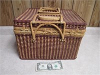 Vintage Picnic Basket w/ Picnicking Accessories