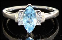 Marquise 1.22 ct Swiss Blue Topaz & Diamond Ring