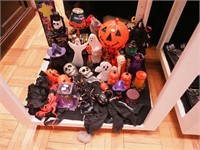 Shelf of Halloween decorations, several NIB,