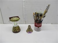 Pottery Ink Well/Art Brushes/Camo Lantern
