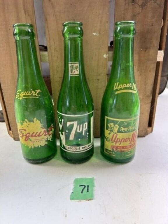 1 - 7UP & 1 - Squirt & 1 - Upper 10 bottle