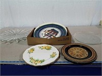 Glass, wood  and ceramic plates and platters