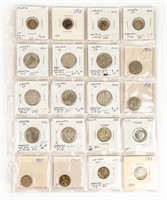 Coin Sheet of 20 Old Canadian Coins