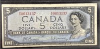 1954 Canda 5 Dollars Bill