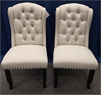 Pair of New Tufted Side or Dining Chairs