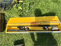 FISHING RODS IN WOODEN BOX