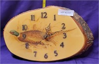 WOODEN PHEASANT CLOCK