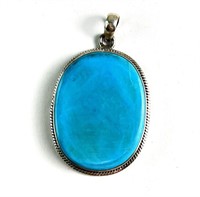 Sterling Large Sleeping Beauty Turquoise Pendant