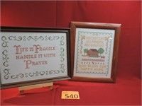 Two Vintage Cross Stitch Frames