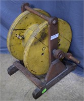 Wood Spool Winder With Yellow Painted Spool