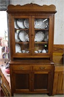 Tiger Oak Two-piece China Cabinet With