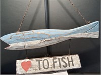 Wooden Fish Hanging Sign