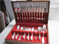 National Silverplate Flatware Set with Wood Case