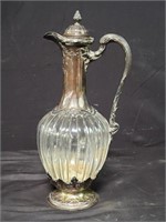 Antique sterling silver & glass claret jug