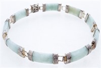 925 Sterling Silver & Jadeite Bracelet